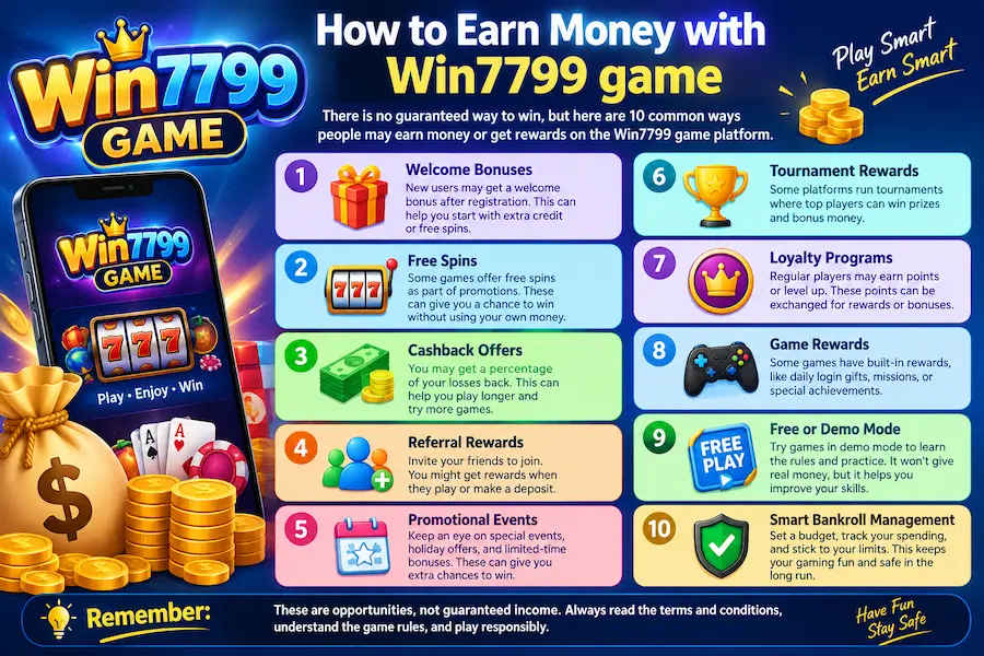 How to Earn Money with Win7799 Game Infographic
