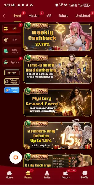 Win7799-Game App Interface Screenshot
